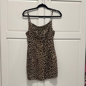 Leopard Print Mini Dress - Brown